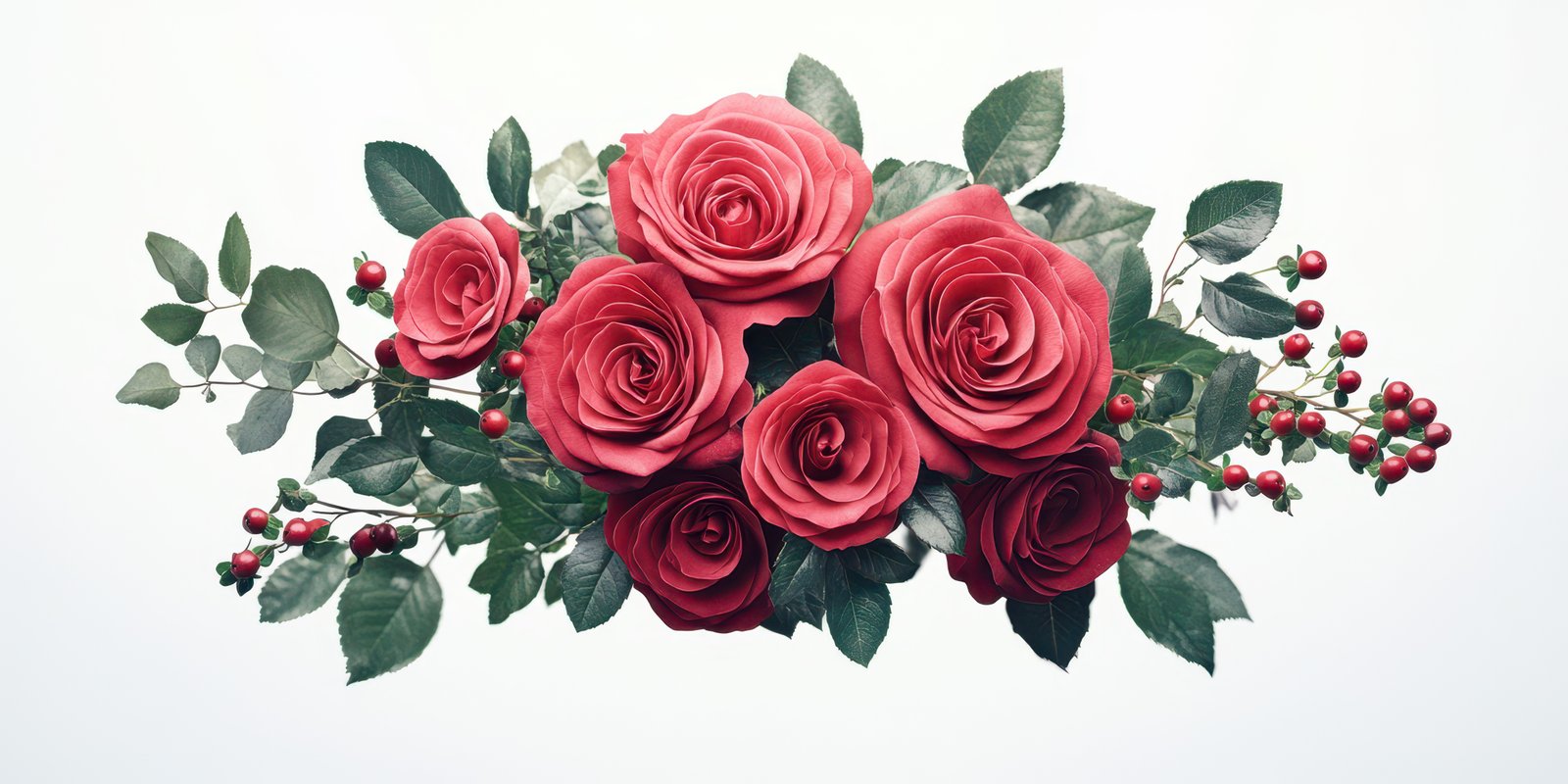 Beautiful arrangement of red roses and greenery for decoration or special occasions